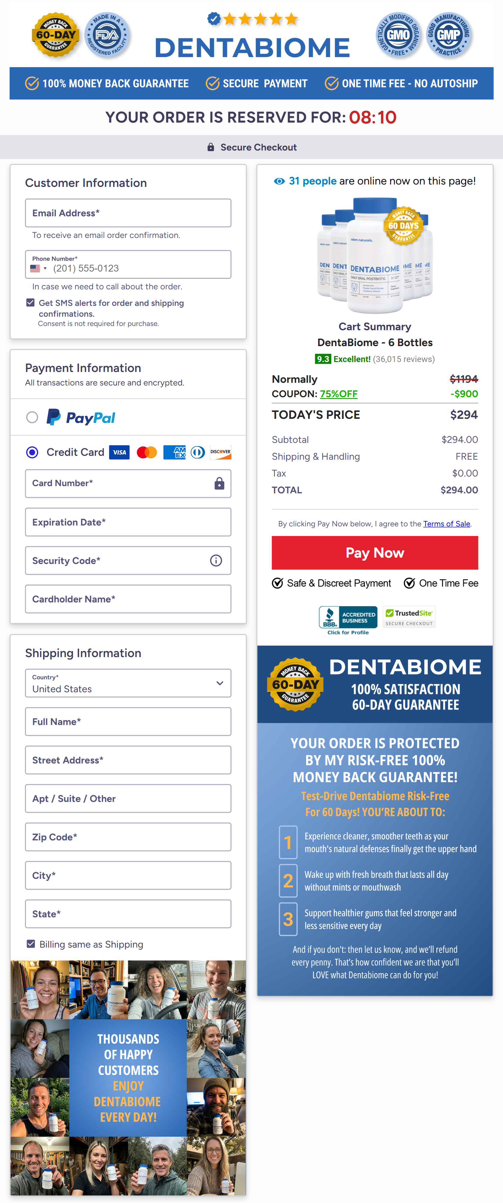 dentabiome order page